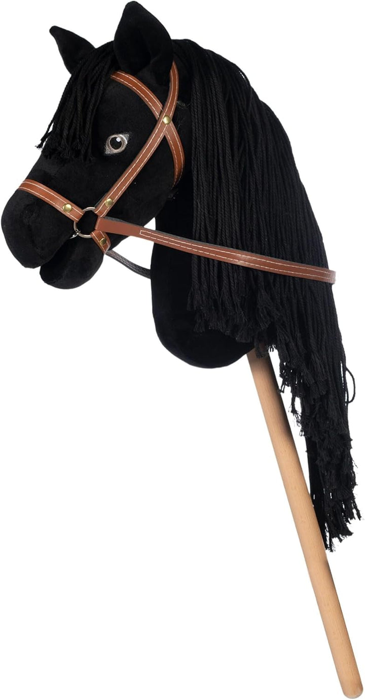 HKM Hobby Horse -Mini- Steckenpferd aus weichem Plüsch mit Abnehmbarer Trense (braun/schwarz), Braun