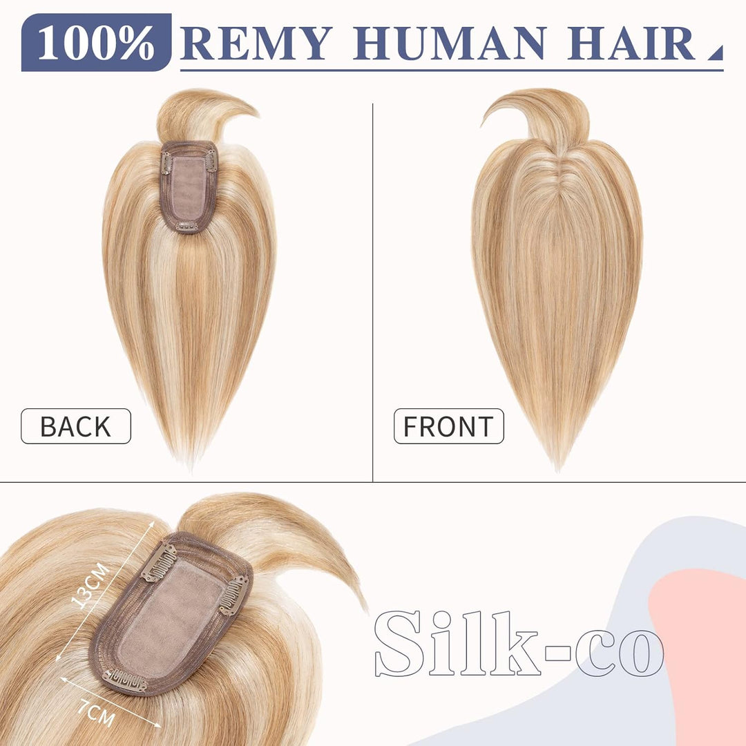 Silk-co Topper Extensions Echthaar Haarteile Echthaar Clip in Extensions Echthaar Glatt Toupet Haarv