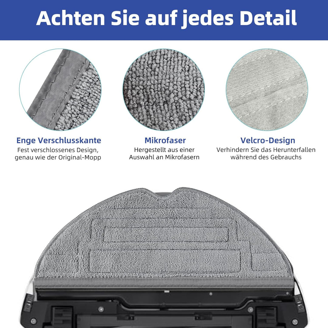 8 Stück Wischtücher für Roborock S8 Pro Ultra Saugroboter, Silberionen Mikrofaser VibraRise 2.0 Wisc