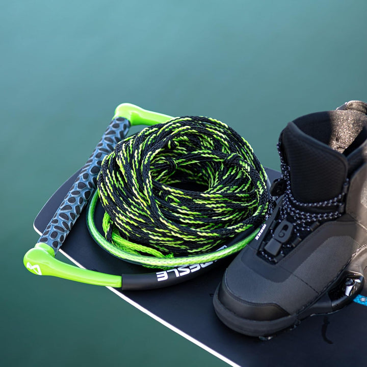 Mesle Wakeboard-Leine Team, 15'' Eva Griff, verkürzbar, Zug-Seil mit Hantel Schwarz, Schwarz