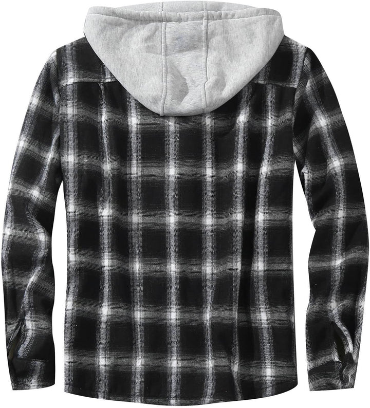 Holzfäller Thermohemd Herren Gefüttert Mit Kapuze Karierte Teddy-Fleece Flanellhemd Langarm Zipper K