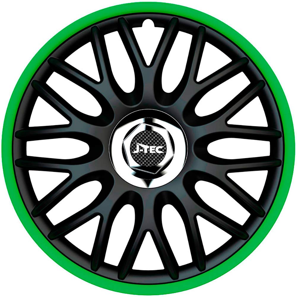 Satz J-Tec Radzierblenden Orden R 16-Zoll Schwarz/Grün + Chrom Ringe 16-inch Schwarz/Grün + Chrom Ri