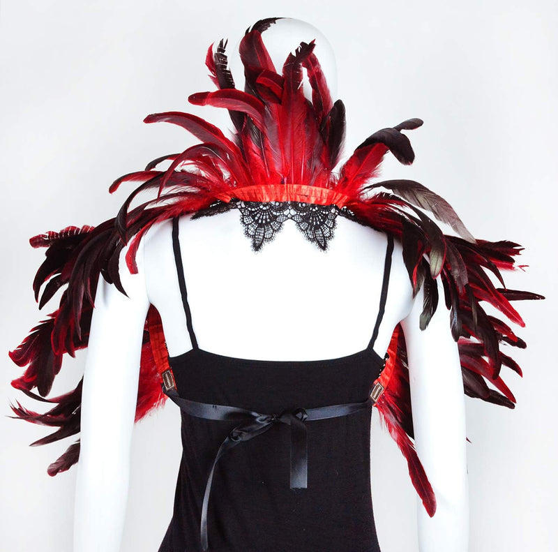 keland Damen Feder Umhang Schal Kragen Bolero Gothic Federkragen Federumhang Schultertuch Federschul