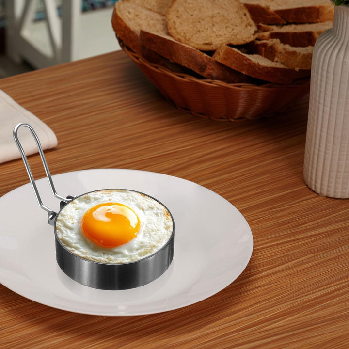 QUARKZMAN 2 Stück Runder Spiegeleiformen 15cm Form Pancakemit Silikon-Klappgrifffür Spiegeleier Sand