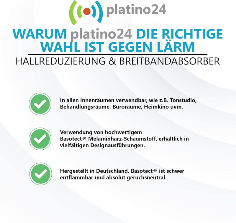 platino24 3D-Set Schallabsorber Colore aus Basotect G+ mit Akustikfilz, 6 Waben in Schwarz je Ø30cm,