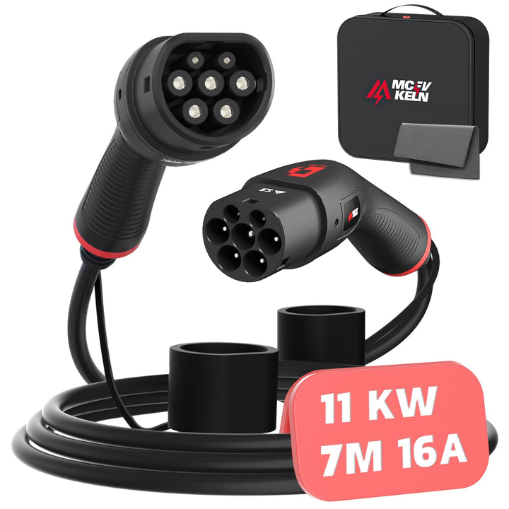 MCEVKELN Typ 2 Ladekabel 11KW 3 Phasig - 16A Ladekabel Typ 2 für Elektroautos & Hybrid 7M Mode 3 Lad