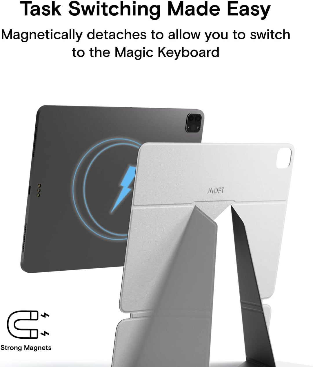 MOFT Tablet Ständer für Schreibtisch, Leder Folio Verstellbarer iPad Ständer Magnetische Hülle mit M