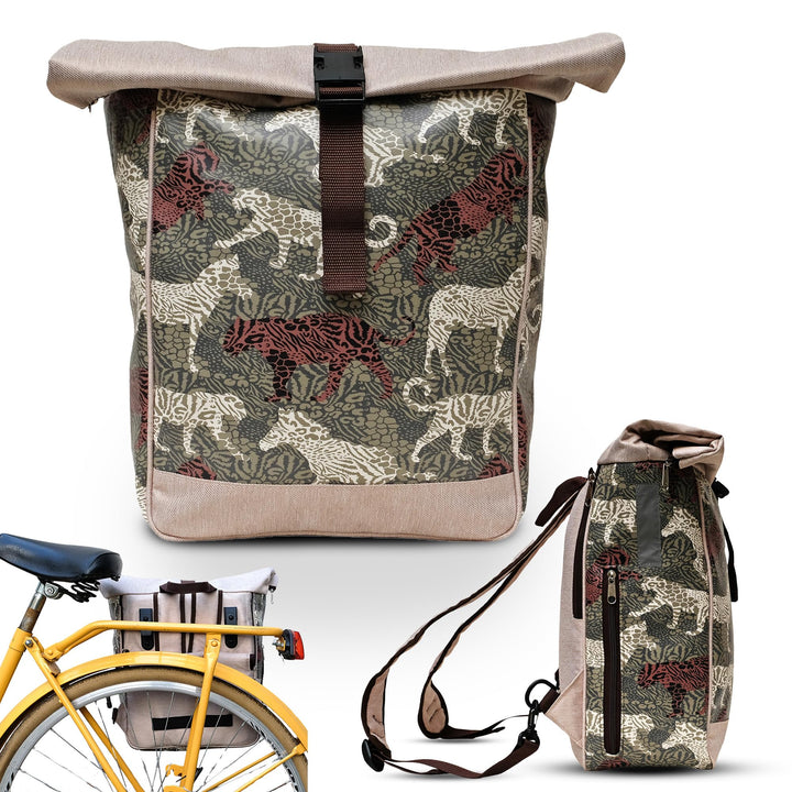 Ikuri Fahrradtasche/Rucksack Kombi Fahrradrucksack aus Plane für Gepäckträger Packtasche Wasserdicht