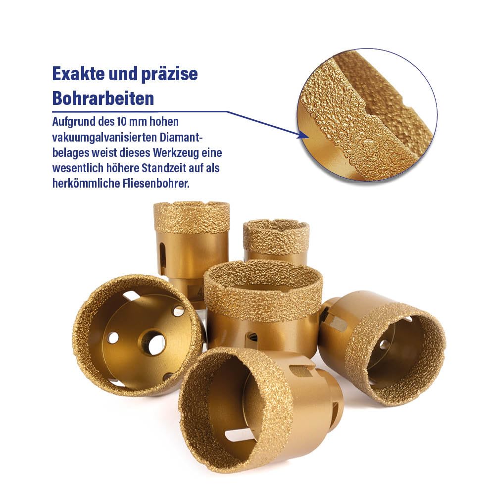 Karl Dahm® Diamant-Trockenbohrkrone Ø 6–120 mm – Präzisionsbohrkrone für Trockenbohren in Fliesen, N