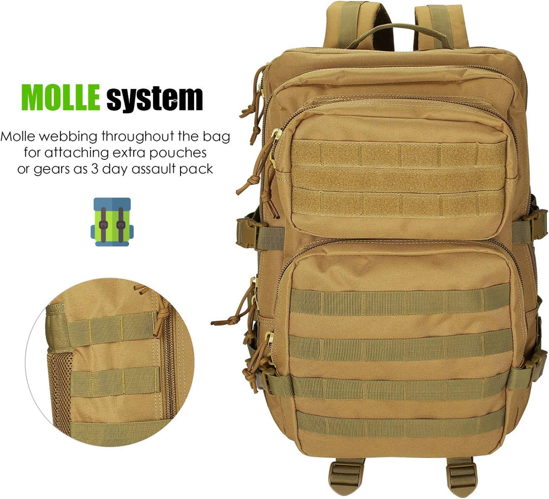 ProCase 40L Militär Taktische Rucksack, Grosse Kapazität 3 Tage Armee Assault Pack Bag Go Bag Rucksa