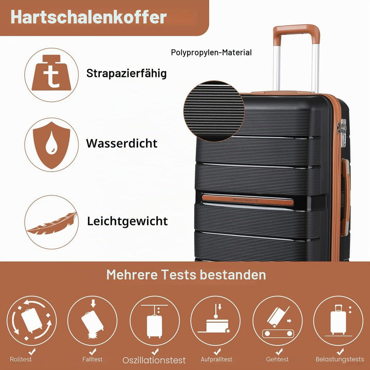 British Traveller Koffer Trolleys Set Hartschalenkoffer Reisekofferset 100% PP Handgepäck Rollkoffer