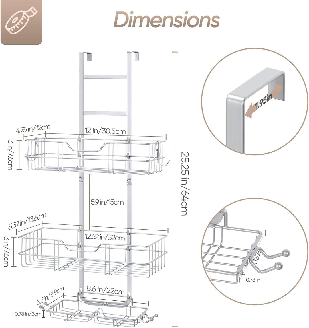 Duschablage zum Hängen, Duschregal ohne Bohren Badregal mit 2 Ebenen, Badezimmer Regal Duschkorb zum