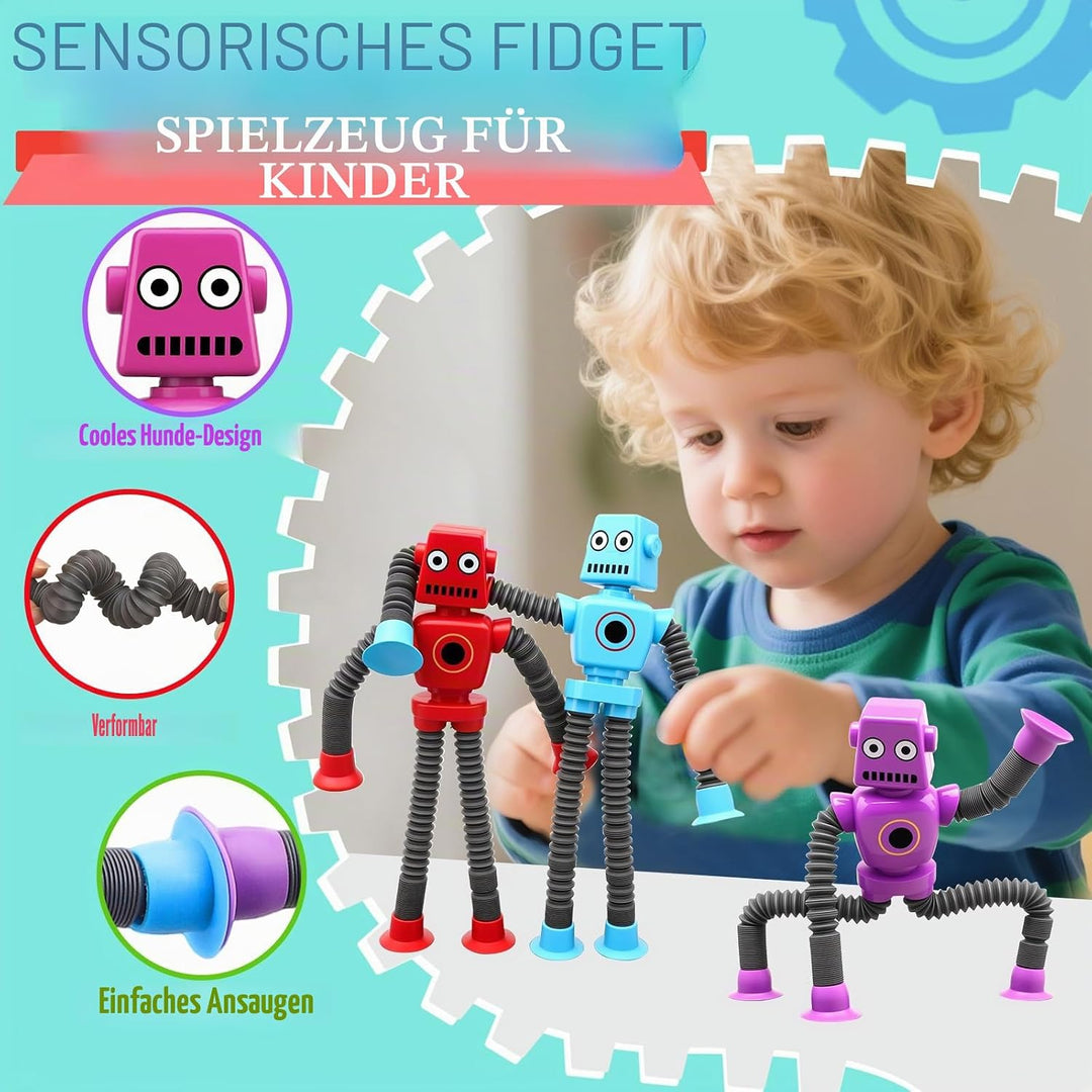 14PCS Transformable Fidget Spinner Roboter - Saugtasche Pop Tube Sensorische Spielzeug, Korb Strümpf