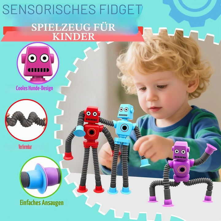14PCS Transformable Fidget Spinner Roboter - Saugtasche Pop Tube Sensorische Spielzeug, Korb Strümpf