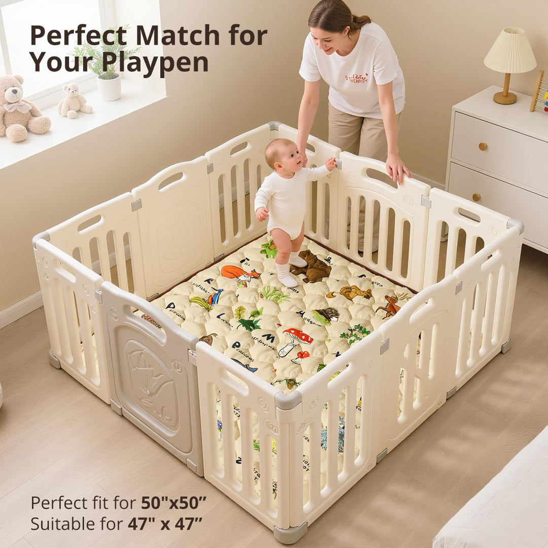 COMOMY Krabbelmatte Baby 127x127 cm, Extra Dicke und Weiche Spielmatte Faltbar, Rutschfeste Schadsto
