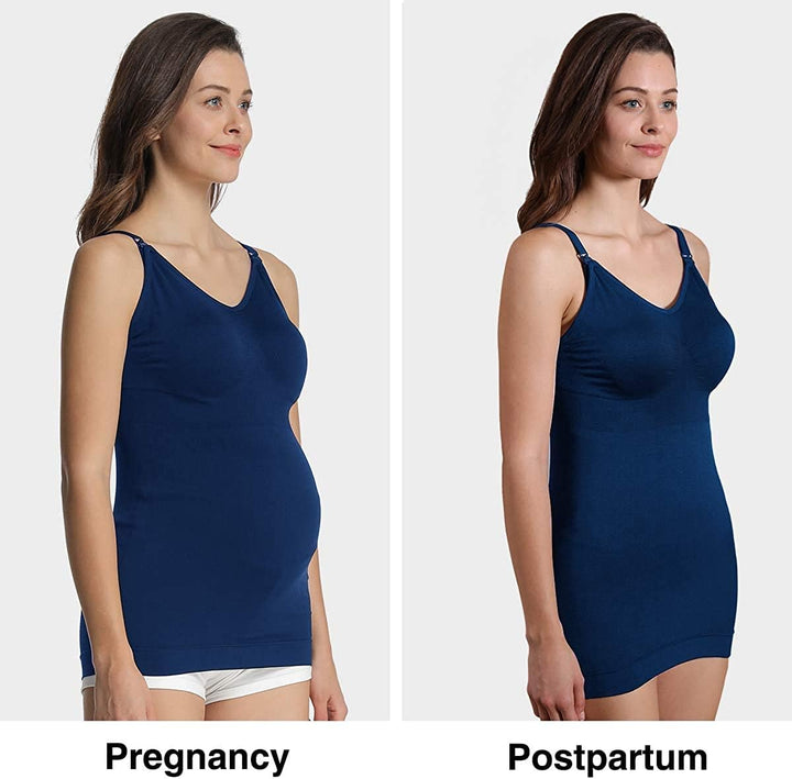 iloveSIA Damen Stilltops ohne Bügel Tanktop Unterhemd mit Integriertem BH für Stillen Schlaf 2er Lot