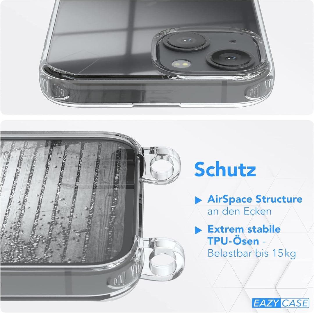 EAZY CASE Handykette kompatibel mit iPhone 13 Mini Handyhülle mit Metall Umhängeband und Ersatz Kord