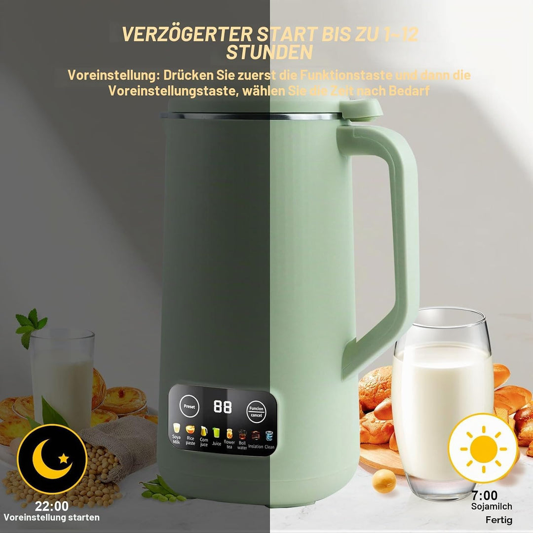 Sojamilch Hersteller, 600ml Entsafter Sojamilch Maschine mit 10 Klingen Hafermilch Maschine mit Verz