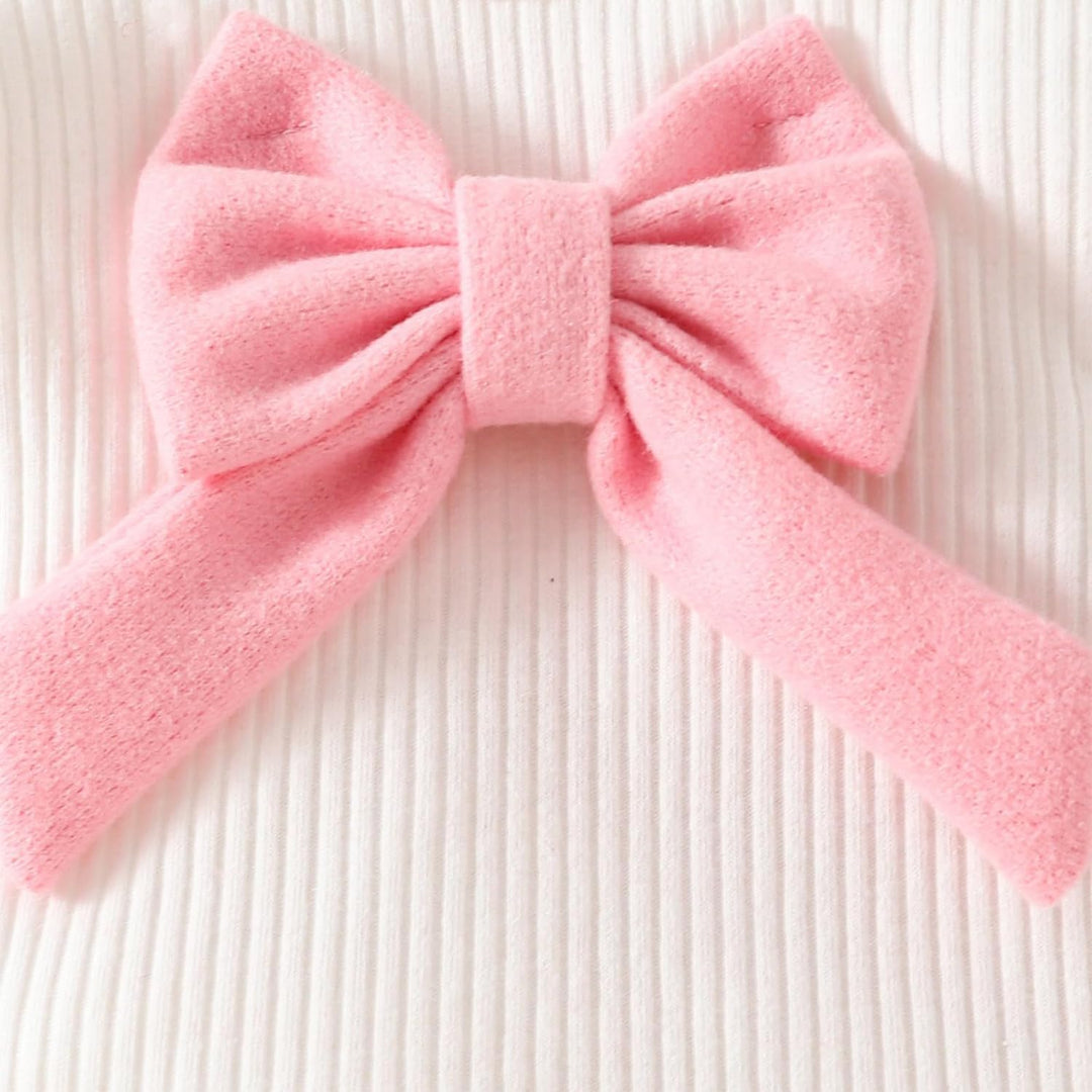 Kleinkind Baby Mädchen Outfits Rüschenärmel Gestrickt Bowknot Shirt + Elegant Mini Rock+ Baskenmütze