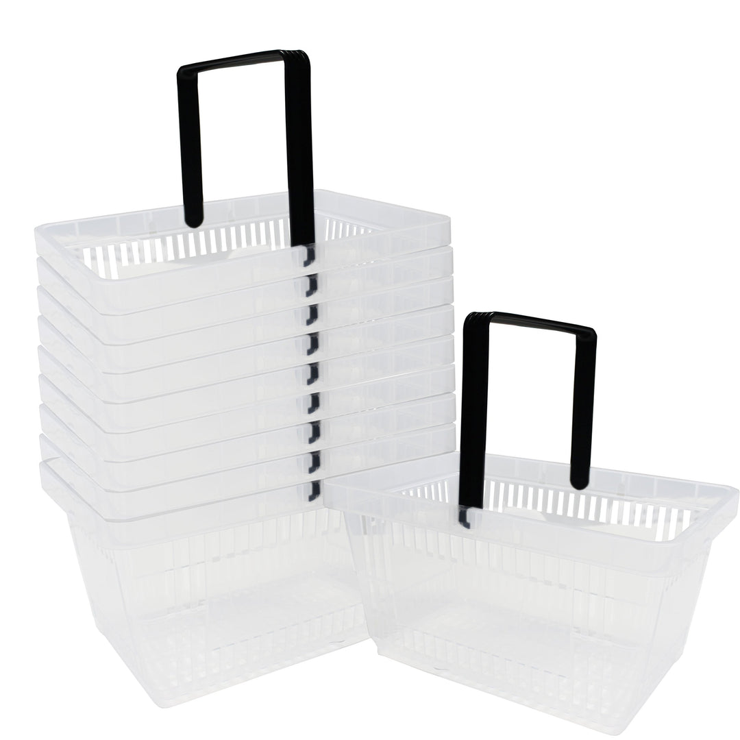 GERSO 10 Einkaufskörbe aus Kunststoff Plastik mit Henkel 20 Liter 40cm stapelbar transparent 10 Stüc