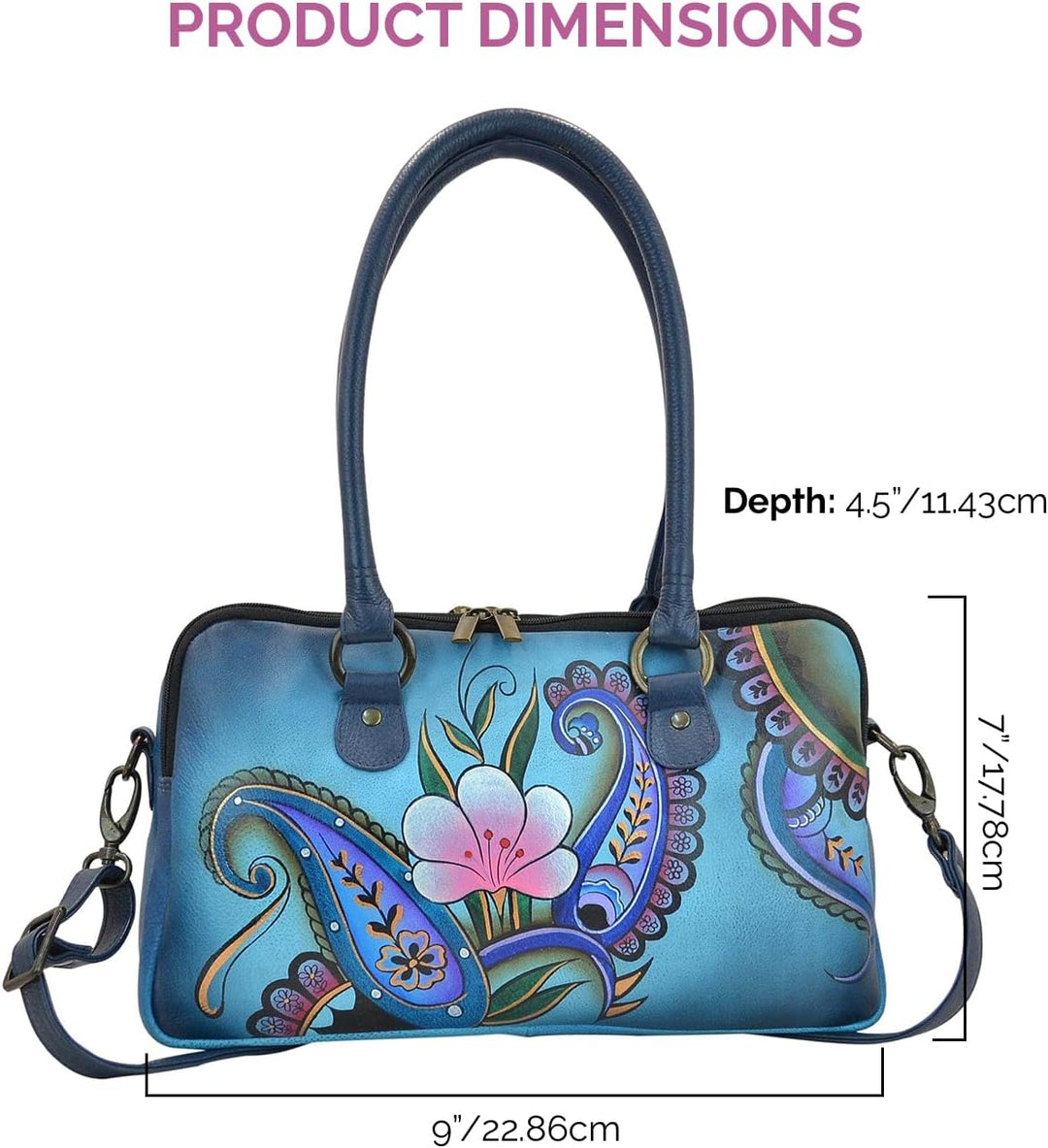 Anna by Anuschka Umhängetasche, Leder Denim Paisley Floral, Denim Paisley Floral