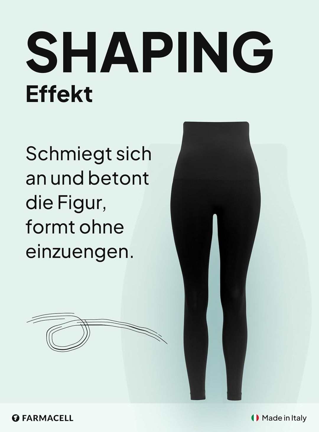 FarmaCell Bodyshaper 609Y - Leggings INNERGY mit FIR Schlankeitseffekt - Anticellulite-Leggings, Sch