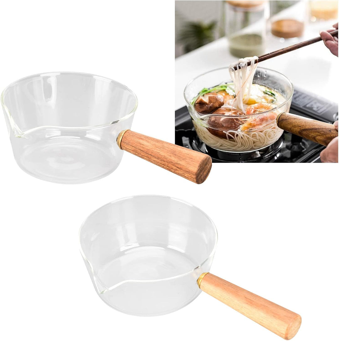 Glastopf mit Holzgriff V-förmiger Ausguss für die Küche zu Hause(400ml)