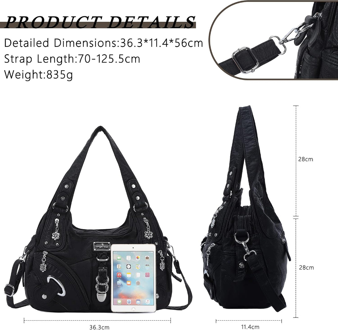 Angel Kiss Damen Schultertasche Hobo Tasche Umhängetaschen Schlusstaschen Henkeltaschen weiches PU L