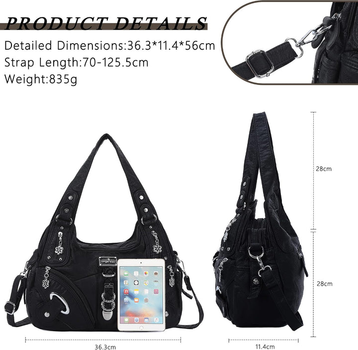 Angel Kiss Damen Schultertasche Hobo Tasche Umhängetaschen Schlusstaschen Henkeltaschen weiches PU L