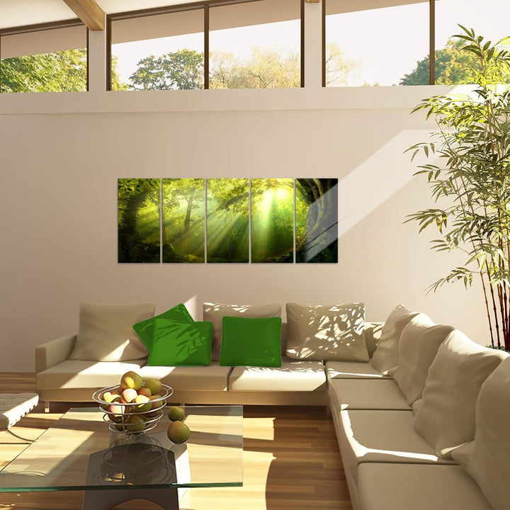 Runa Art Bild Wald Landschaft Wandbilder auf Vlies Leinwand 5 Teilig Wanddekoration Schlafzimmer Woh