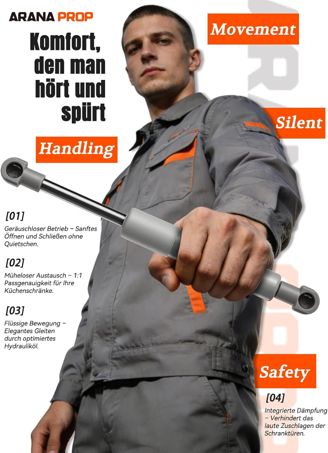 2X Gasdruckdämpfer Kompressionsfeder 200N (Verstärkt Ausführung) – Ersatz für Kesseböhmer Lift o mat