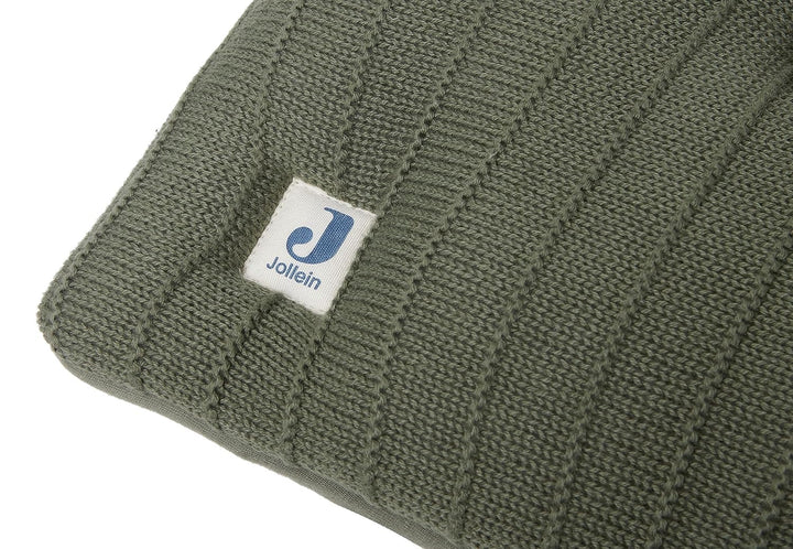 Jollein Krabbeldecke für Baby - Pure Knit, Leaf Green - Bio-Baumwolle - Laufgittereinlage - 75x95 cm