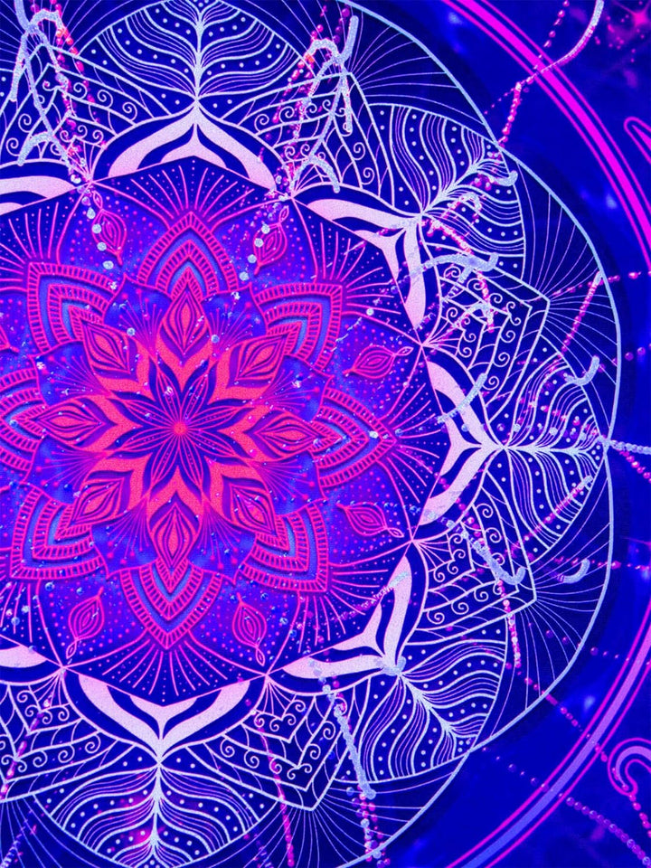 PSYWORK Schwarzlicht Stoffposter Neon | Zodiac Signs Violet | 0,75 x 0,75m | UV-aktiv | fluoresziere