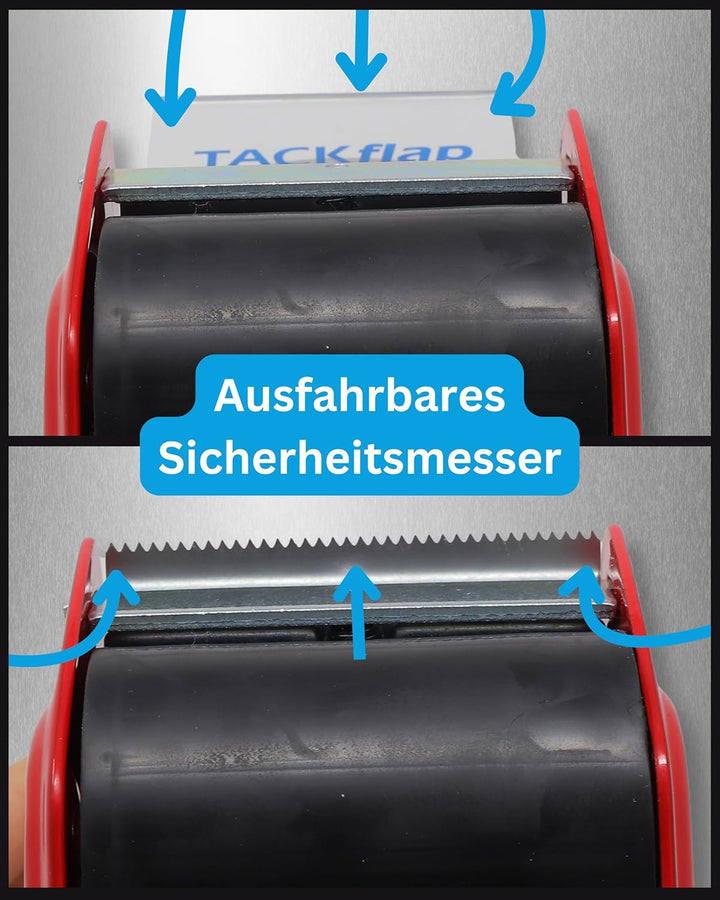 gws Packband Industrie Abroller in Rot-Blau, qualitativer Paketbandroller, für Rollen bis 66 m x 50