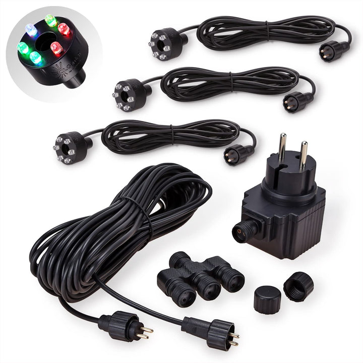 CLGarden Beleuchtungs Set für Springbrunnen mit 3 LED Ringen IP44 (Beleuchtungs Set Multicolor)