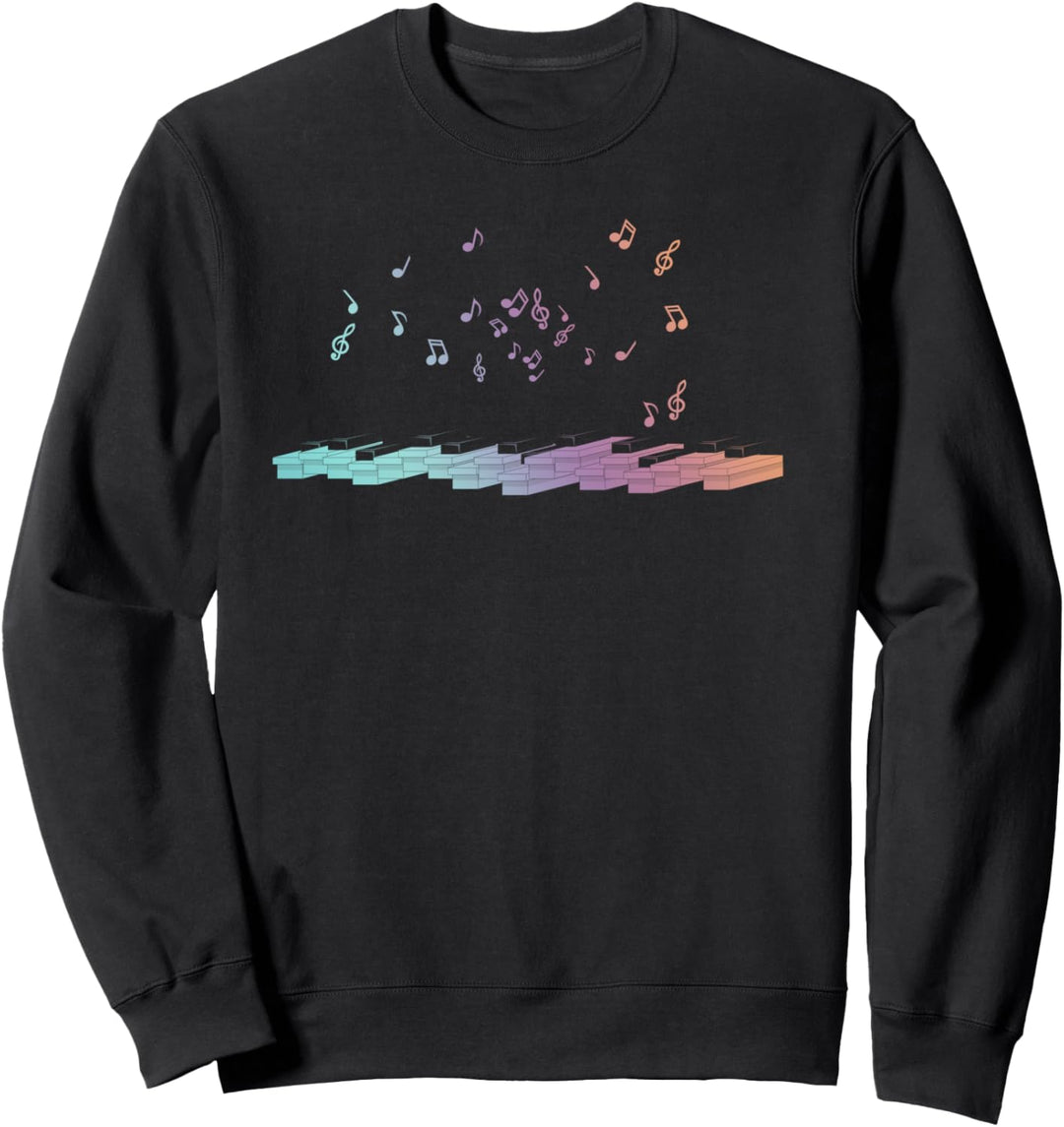 Klavierspieler Pianist Klaviatur Musik Noten Buntes Klavier Sweatshirt
