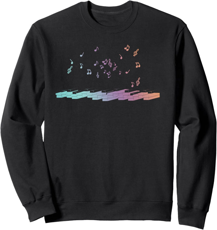Klavierspieler Pianist Klaviatur Musik Noten Buntes Klavier Sweatshirt
