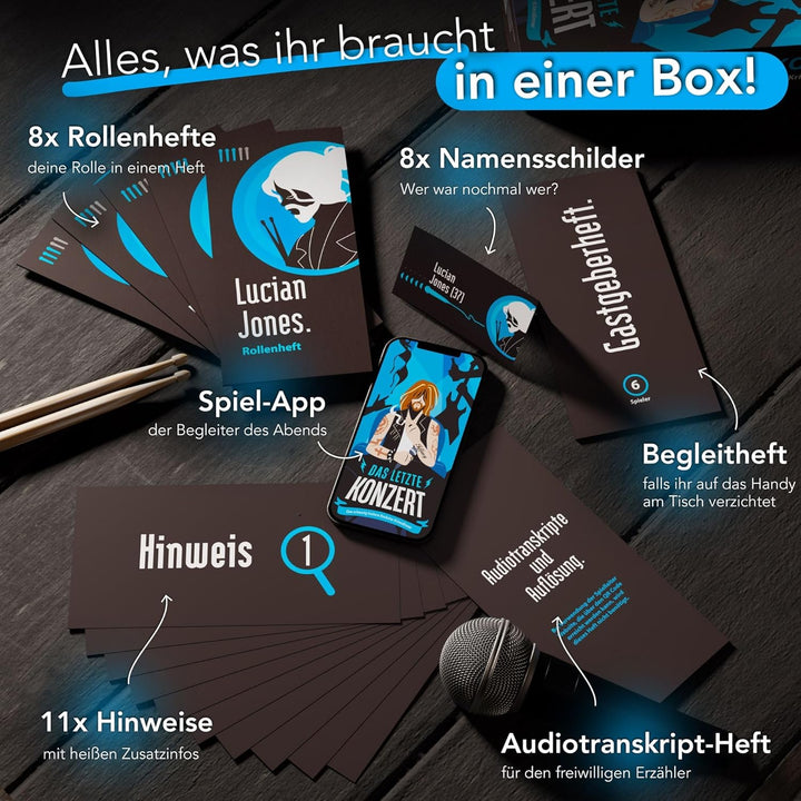 CRIMECASES Krimidinner für 6-8 Spieler: Das letzte Konzert | Das schaurig-heitere Rockstar Krimi Din