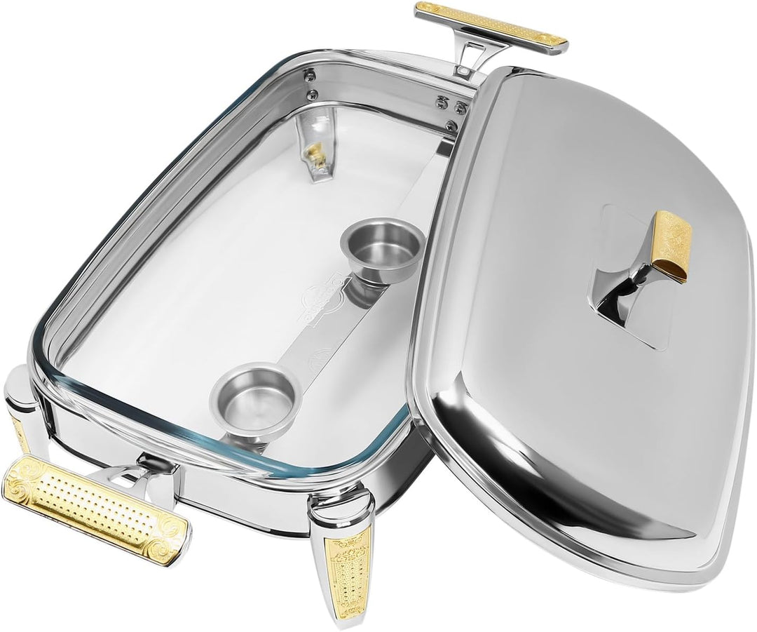 2.32L Chafing Dish Speisewärmer Dishes Wärmebehälter für Haushalt | 40 * 20 * 12cm | EIN Fach/Zwei F
