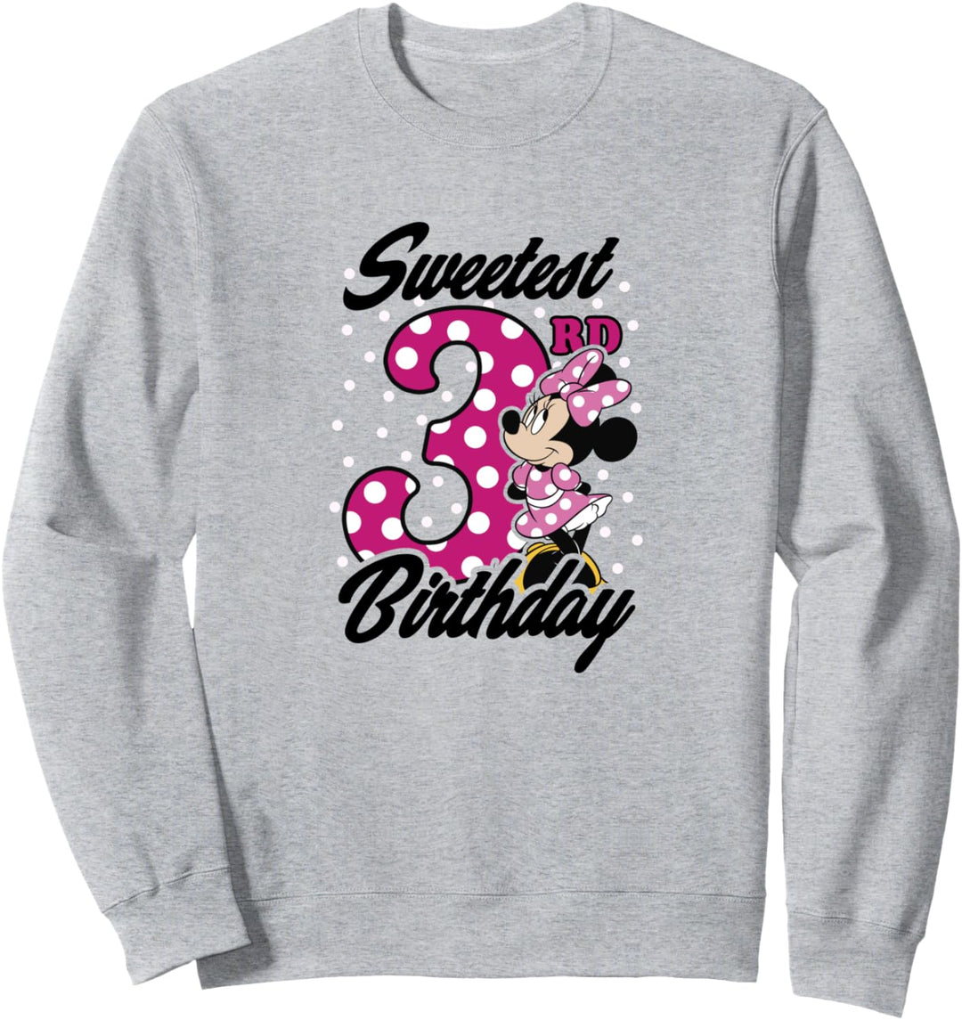 Disney Minnie Mouse Pink Polka Dot Sweetest 3rd Birthday Sweatshirt