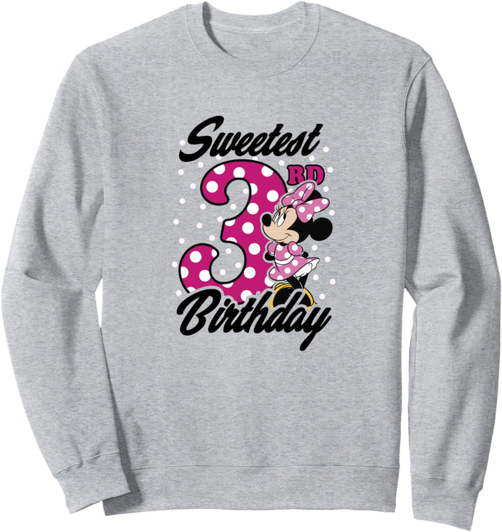 Disney Minnie Mouse Pink Polka Dot Sweetest 3rd Birthday Sweatshirt