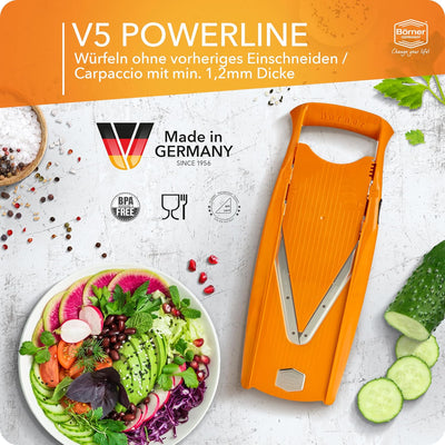 Börner V5 PowerLine Gemüsehobel Plus Set (7-tlg.) • Gemüseschneider (V-Hobel) für Obst & Gemüse + ex