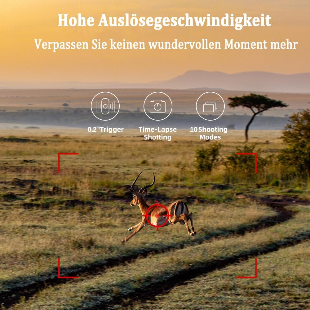 RecorCam Wildkamera 4G APP, 120 MP 4K, Wildtierkamera mit SIM-Karte, Telefon-Sende-Foto, Nachtsichtk
