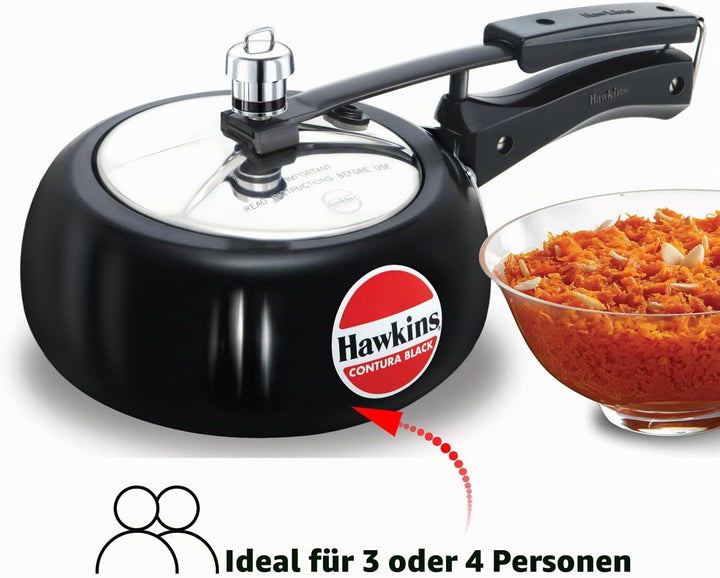 Hawkins CB20 Schnellkochtopf harteloxiert, 2 Liter, Contura Schwarz 2-Liter, 2-Liter