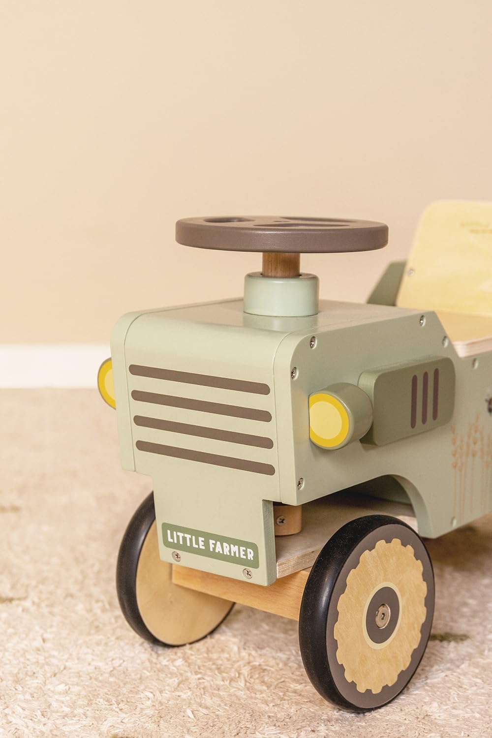 Little Dutch Traktor Rutschfahrzeug mit Lenkrad Holz Kinder Laufrad grün - Little Farm