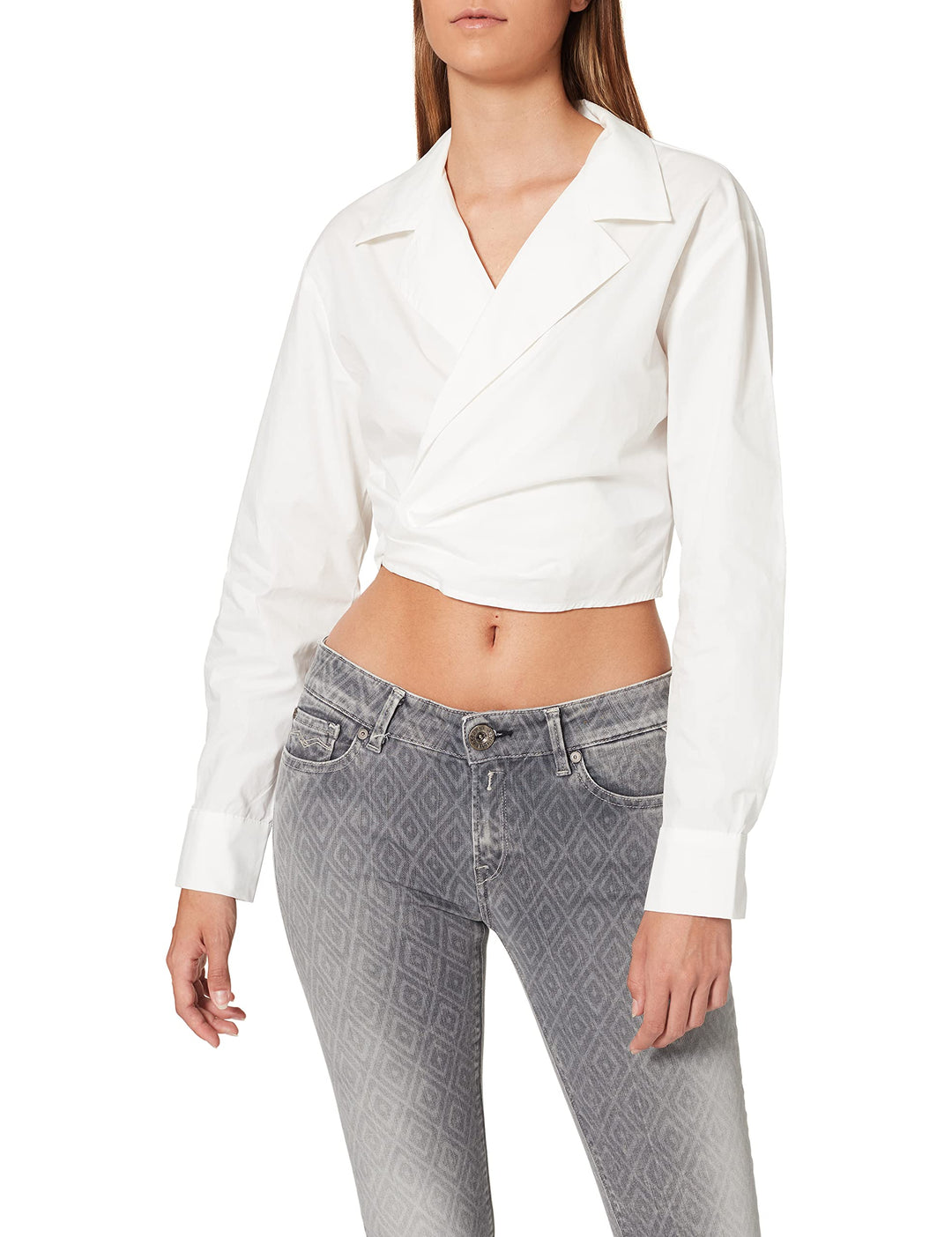 NA-KD Damen Overlap Cropped Shirt Hemd 36 Weiss, 36 Weiss