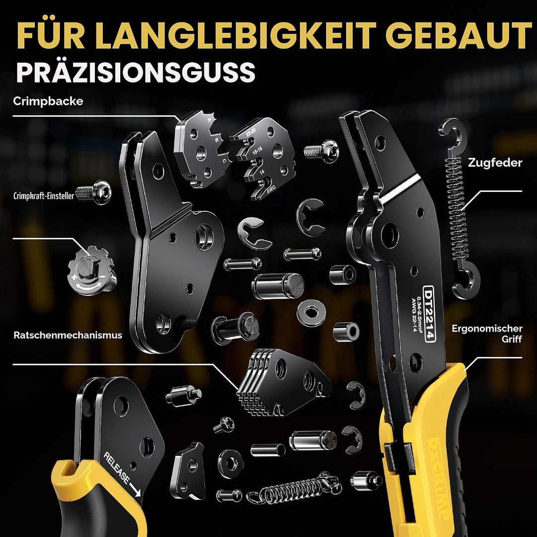 DxCRIMP Crimpzange Deutsch Stecker Set, 2/3/4/6/8/12 polig DT Steckverbinder Kfz Wasserdichter Set,