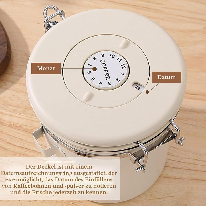 1,5L Kaffeedose Luftdicht aus Edelstahl, Kaffeebohnen Behälter | Kaffeedose aus Edelstahl, Kaffeebeh
