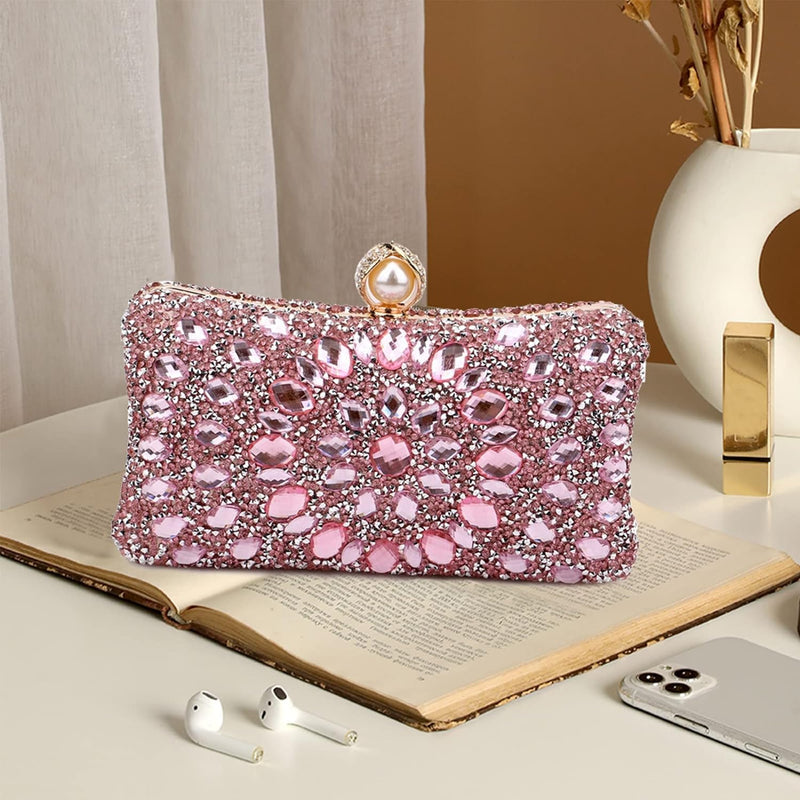 CORIOS Strass Clutch für Damen Shiny Abendtasche Diamant Clutch Tasche Kette Schultertasche Elegante