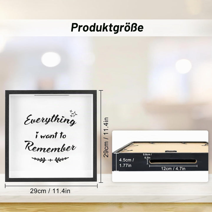 FramePro 30x30 3D Bilderrahmen Schattenbox mit Glasscheibe Ticketstummel Reise Abenteuer Archivbox R
